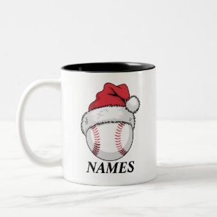 Personalisierter Name Weihnachten Baseball Santa H Zweifarbige Tasse