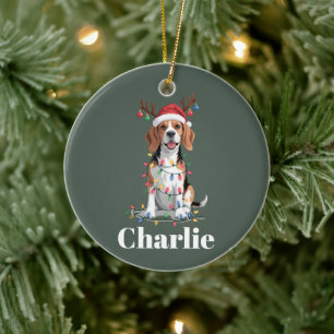Personalisierter Name Weihnachten Beagle Hundelieb Keramik Ornament