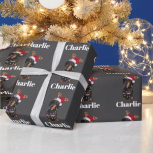 Personalisierter Name Weihnachten Dachshund Hunde Geschenkpapier