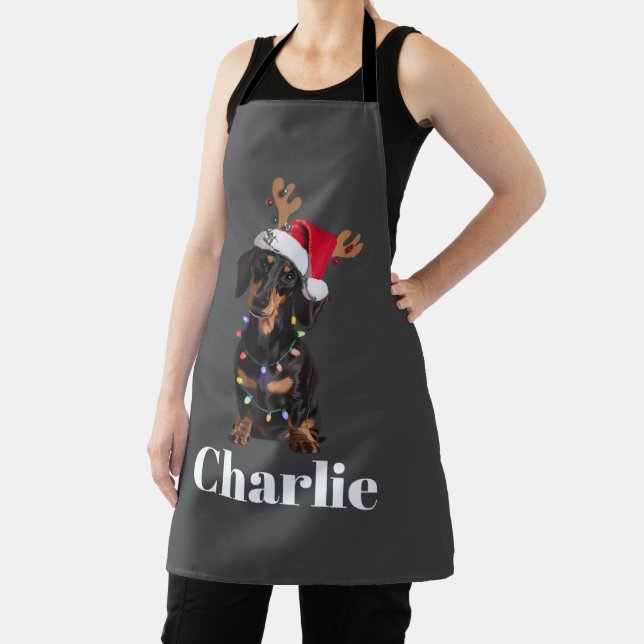 Personalisierter Name Weihnachten Dackel Hundelamp Schürze (InSitu)