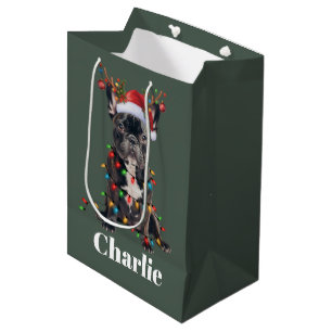 Personalisierter Name Weihnachten Französische Bul Mittlere Geschenktüte