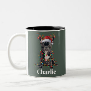 Personalisierter Name Weihnachten Französische Bul Zweifarbige Tasse