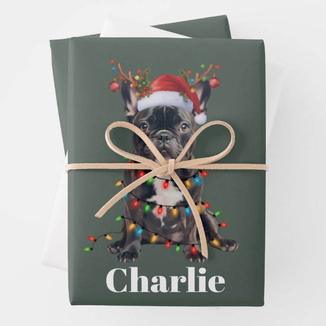 Personalisierter Name Weihnachten Französischer Bu Geschenkpapier Set (Beispiel)