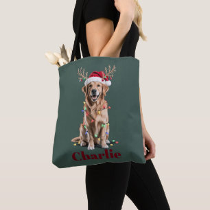 Personalisierter Name Weihnachten Golden Retriever Tasche
