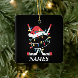 Personalisierter Name Weihnachten Hockey Xmas Sant Keramikornament