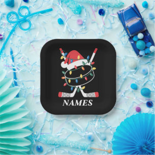 Personalisierter Name Weihnachten Hockey Xmas Sant Pappteller