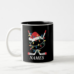 Personalisierter Name Weihnachten Hockey Xmas Sant Zweifarbige Tasse