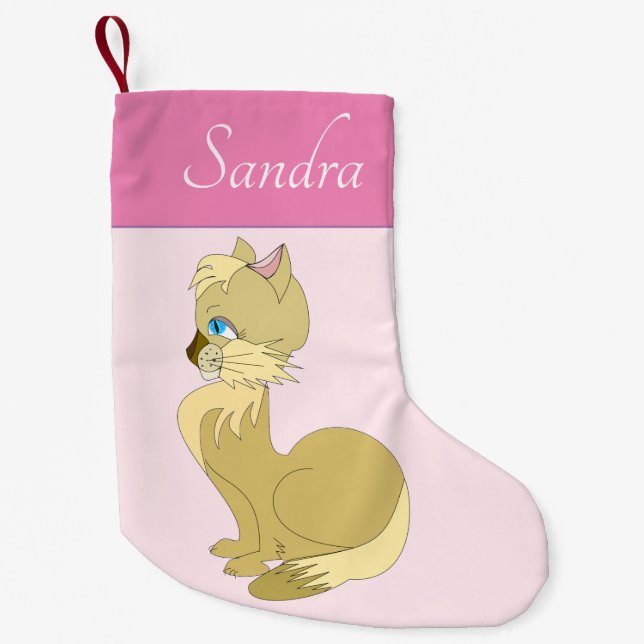 Personalisierter Name Weihnachts-Strumpf mit Cat Kleiner Weihnachtsstrumpf (Vorderseite)