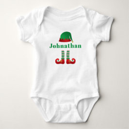 Personalisierter Name Weihnachtself Outfit Green Baby Strampler