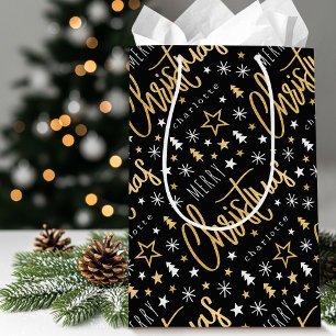 Personalisierter Name Weihnachtsskript Schwarze Im Mittlere Geschenktüte