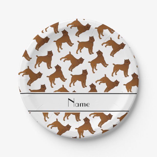Personalisierter Name Weißbrussell Greifhunde Pappteller (Vorderseite)
