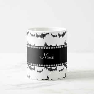 Personalisierter Name Weißer Glitzer Fledermäuse Kaffeetasse