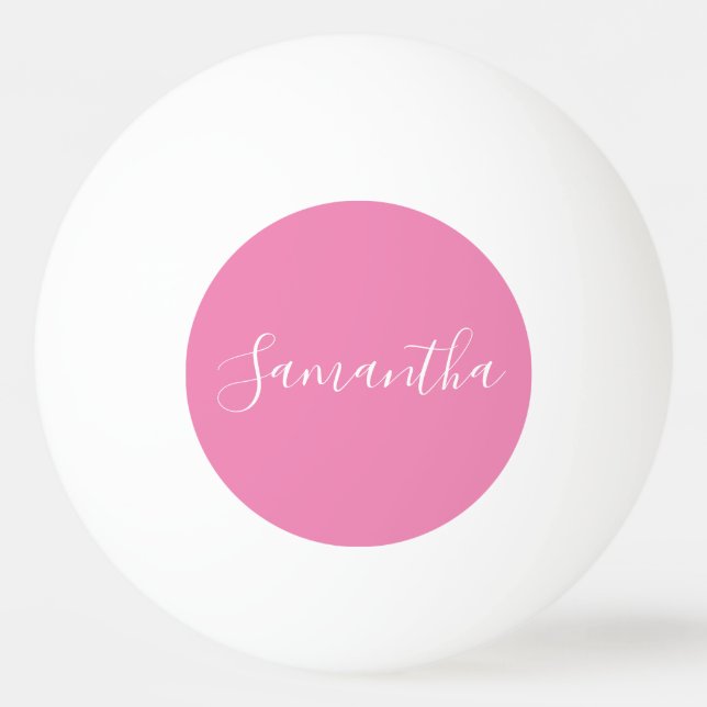Personalisierter Name Weißes Skript auf Rosa  Tischtennisball (Vorderseite)