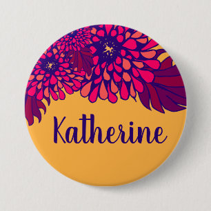 Personalisierter Name Whimsisches Blumenmuster Gel Button