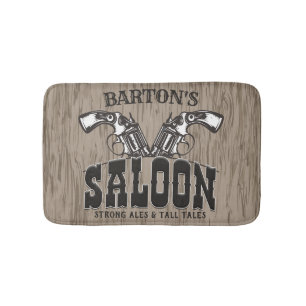 Personalisierter NAME Wild West Gun Revolver Saloo Badematte