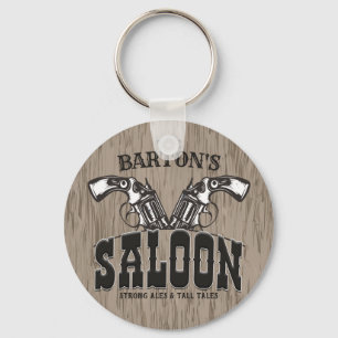 Personalisierter NAME Wild West Gun Revolver Saloo Schlüsselanhänger