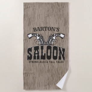 Personalisierter NAME Wild West Gun Revolver Saloo Strandtuch