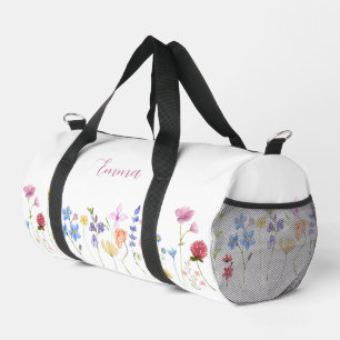 Personalisierter Name Wildblumen Muster Elegant Duffle Bag