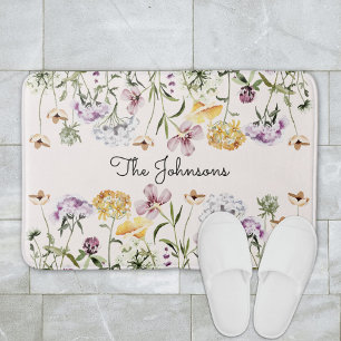 Personalisierter Name Wildblumengarten Badematte