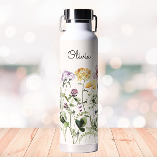 Personalisierter Name Wildblumengarten Trinkflasche