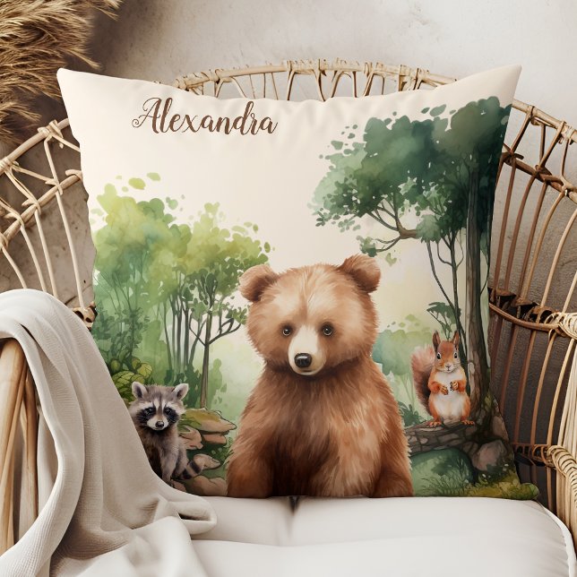 Personalisierter Name Woodland Animals Kissen (Von Creator hochgeladen)