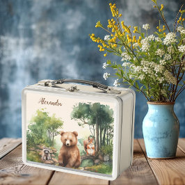 Personalisierter Name Woodland Animals Metall Brotdose