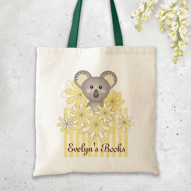 Personalisierter Name Yellow Niedlich Baby Koala K Tragetasche (Von Creator hochgeladen)