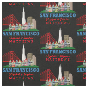 Personalisierter Namen-San Francisco Skyline Stoff