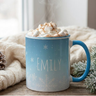 personalisierter Namens-Schneeflocken-Winter-Kalt- Tasse