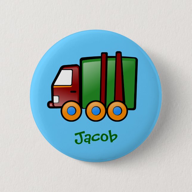 Personalisierter NamensCartoon-LKW Button (Vorderseite)
