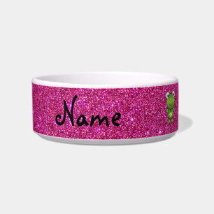 Personalisierter Namensfroschrosa-Glitter Napf