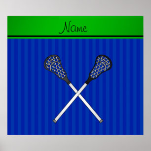 Personalisierter Namenslacrosse haftet blaue Poster