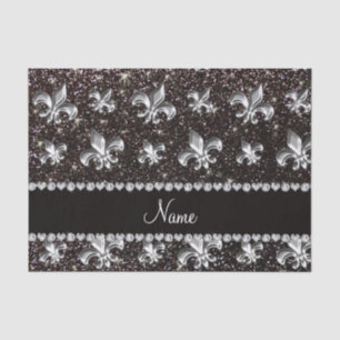 Personalisierter NamensLilienschwarz-Glitter Seidenpapier