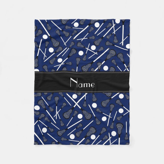 Personalisierter Namensmarineblau Lacrosse Fleecedecke (Vorderseite)