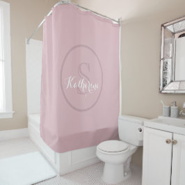 Personalisierter Namensmonogramm Dusty Rose Duschvorhang