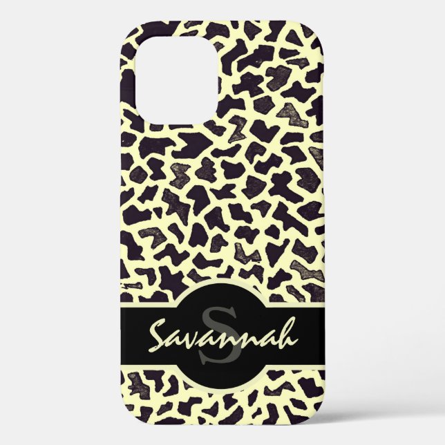 Personalisierter Namensmonogramm Leopard iPhone 12 Case-Mate iPhone Hülle (Rückseite)