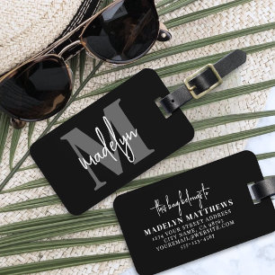 Personalisierter Namensmonogramm Schwarz Gepäckanhänger