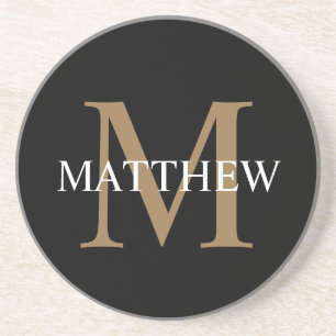 Personalisierter Namensmonogramm Schwarz Getränkeuntersetzer
