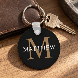 Personalisierter Namensmonogramm Schwarz Schlüsselanhänger