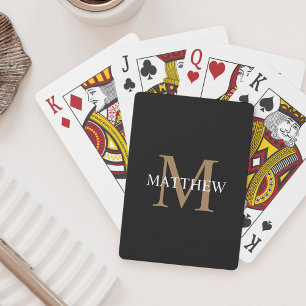 Personalisierter Namensmonogramm Schwarz Spielkarten