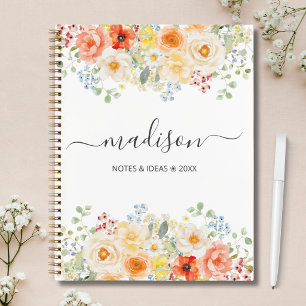 Personalisierter Namensmonogramm-Wasserfarbe Sonni Notizbuch