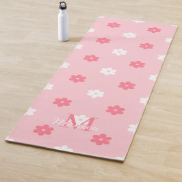 Personalisierter Namensmonogramm weiß rosa floral Yogamatte