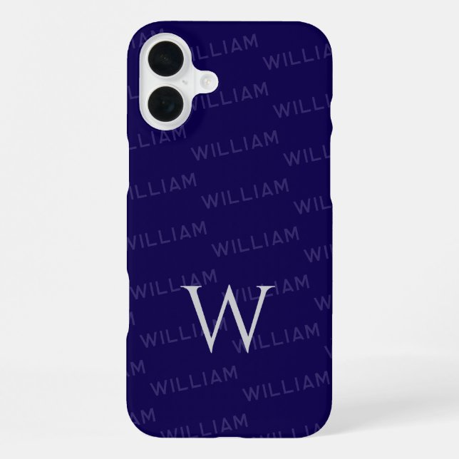 Personalisierter Namensmuster, Einfaches Monogramm iPhone 16 Plus Hülle (Rückseite)