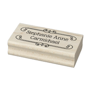 Personalisierter Namensrahmen Geblüht Gummistempel