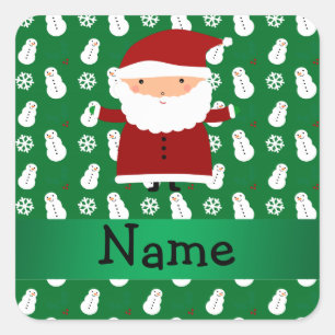 Personalisierter Namenssankt grüner Snowman Quadratischer Aufkleber
