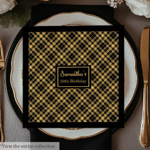 Personalisierter Napkins Black Gold Elegante Gebur Serviette