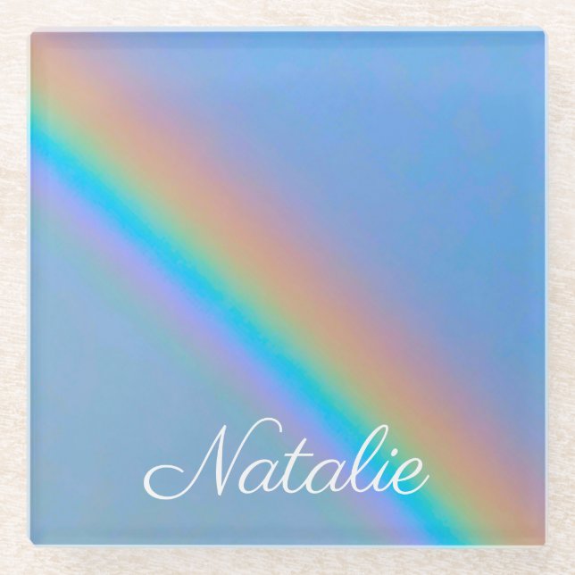 Personalisierter natürlicher Regenbogen Glasuntersetzer (Vorderseite)