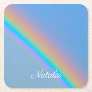 Personalisierter natürlicher Regenbogen Rechteckiger Pappuntersetzer
