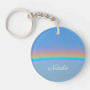 Personalisierter natürlicher Regenbogen Schlüsselanhänger