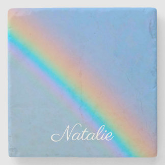 Personalisierter natürlicher Regenbogen Steinuntersetzer